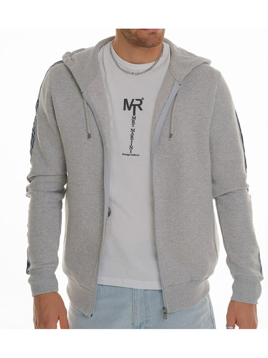 Mrt Martini Men's Sweatshirt Jacket with Hood and Pockets Gray