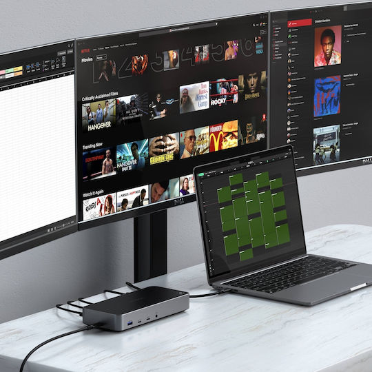 Satechi USB-A / USB-C Docking Station με HDMI/DisplayPort 4K PD Ethernet και σύνδεση 3 Οθονών Γκρι (ST-D4KTM-EU)