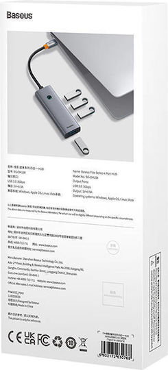 Baseus UltraJoy Hub 4 Ports USB 3.0 with USB-C Connection Gray