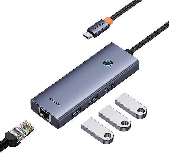 Baseus UltraJoy Hub 3 Ports USB 3.0 with USB-C Connection Gray