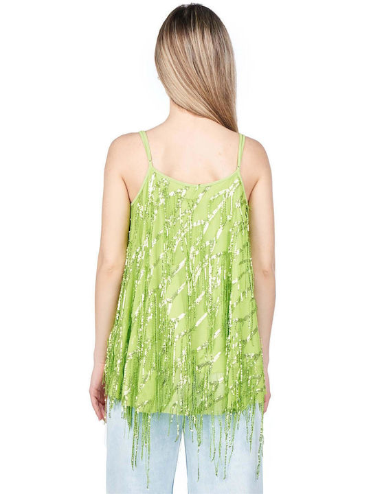 Zoya Women's Summer Blouse with Straps Green