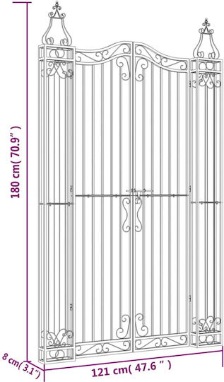 vidaXL Metalltür für Zaun in Schwarz Farbe 1.8x1.21m