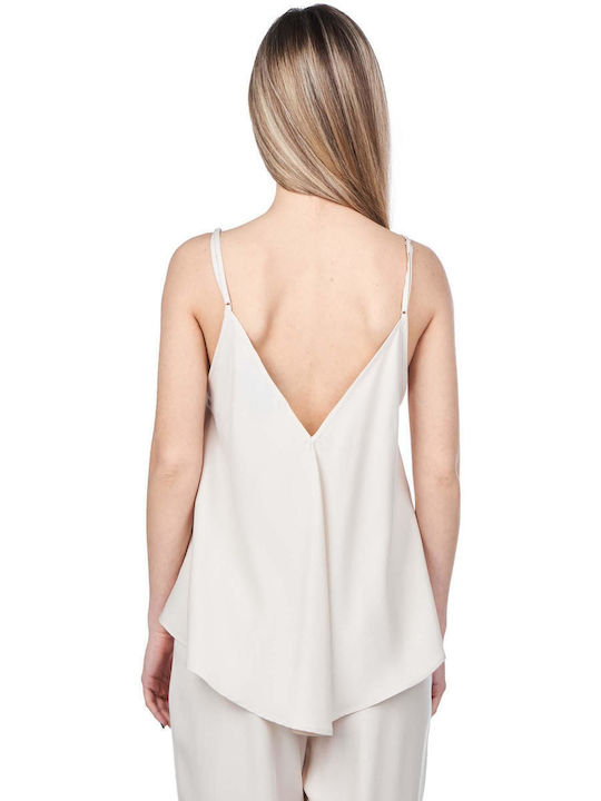 Zoya Damen Sommer Bluse Ärmellos mit V-Ausschnitt Weiß