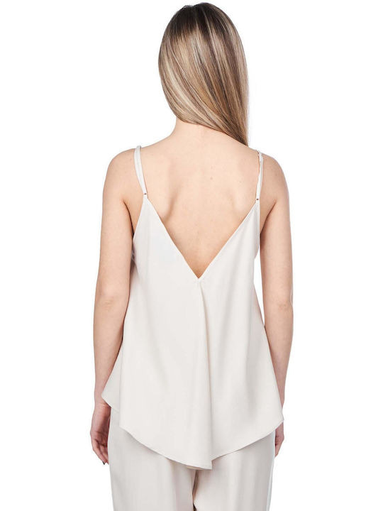 Zoya Women's Summer Blouse Sleeveless with V Neckline White