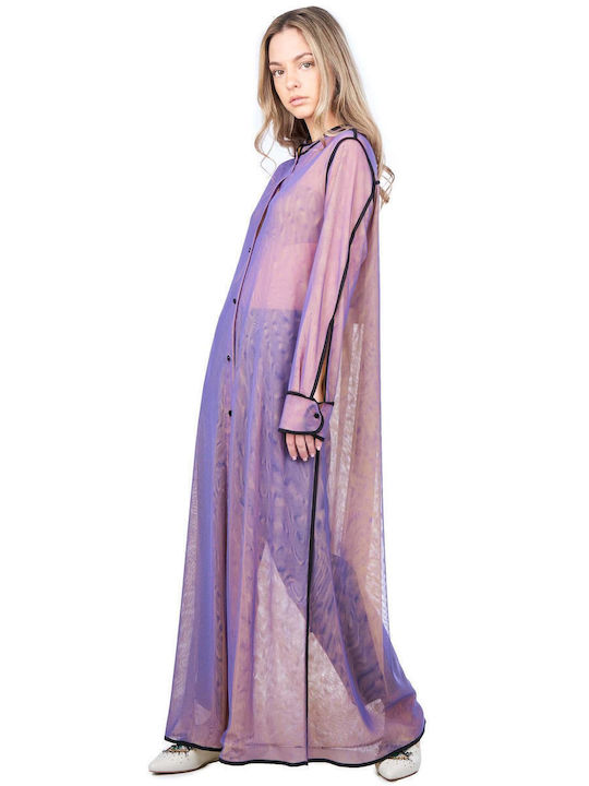 Mânecă lungă Femei Cămașă Violet Monocrom