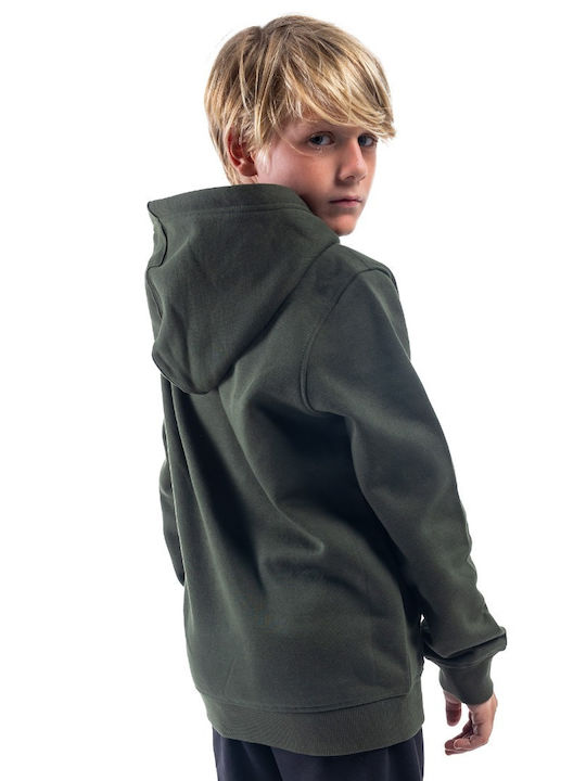 District75 Boys Fleece Hooded Sweatshirt with Zipper Khaki