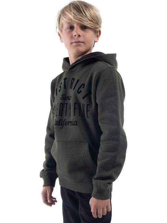 Παιδική Ζακέτα Φούτερ Fleece με Κουκούλα Χακί