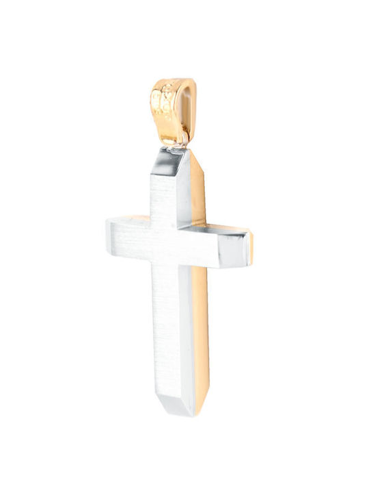 Fa Cad'oro Weißgold Kreuz 14K Beidseitig mit Kette