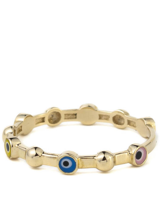 George Art Jewels Γυναικείο Δαχτυλίδι Βεράκι με Σμάλτο από Χρυσό 14Κ