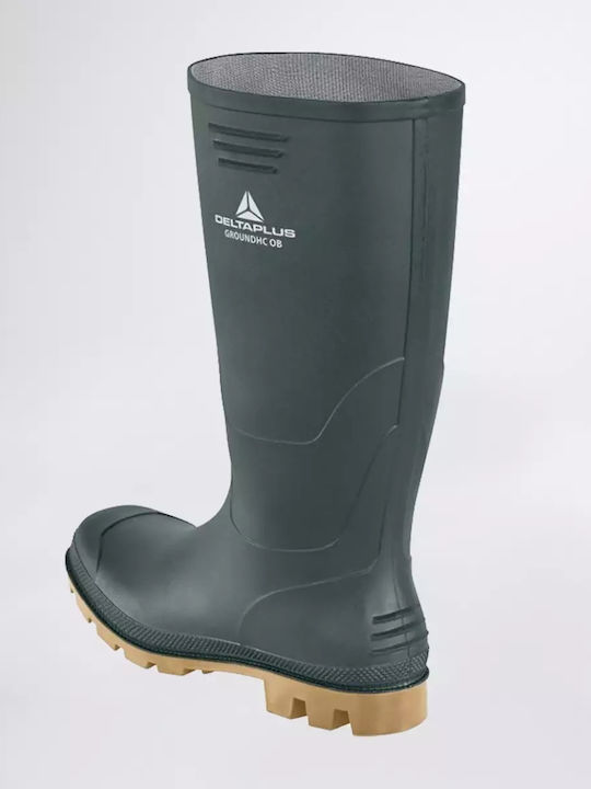 Delta Plus Groundhc Non-Slip Work Wellies Knee Green