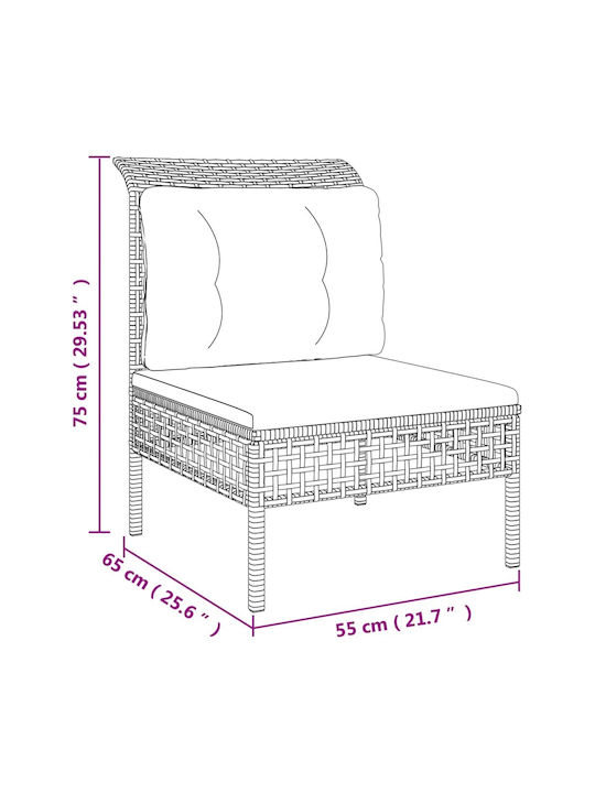 Canapea de colț Exterior Rattan cu Perne 65x65x75cm