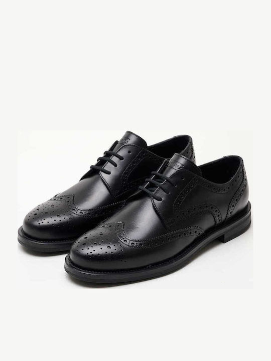 Δερμάτινα Γυναικεία Oxfords σε Μαύρο Χρώμα