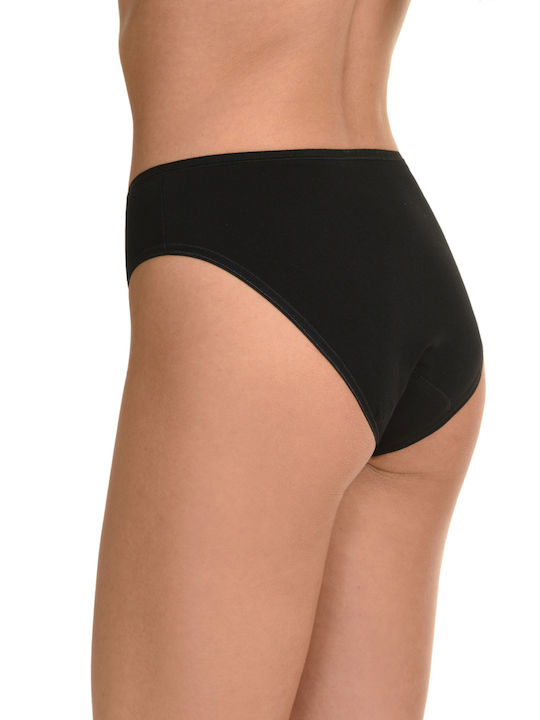 Miss Rosy Baumwolle Damen Slip mit Spitze Schwarz