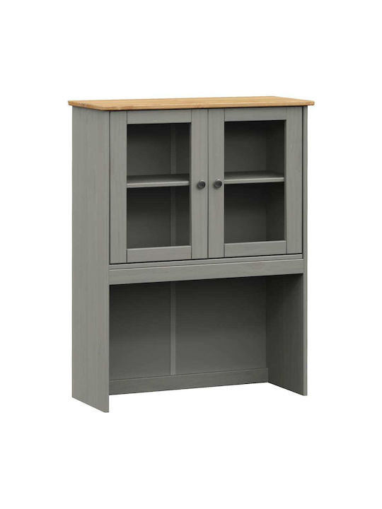 Wall Living Room Display Cabinet made of Wood & Metal with Glass Blue 78x30x100cm