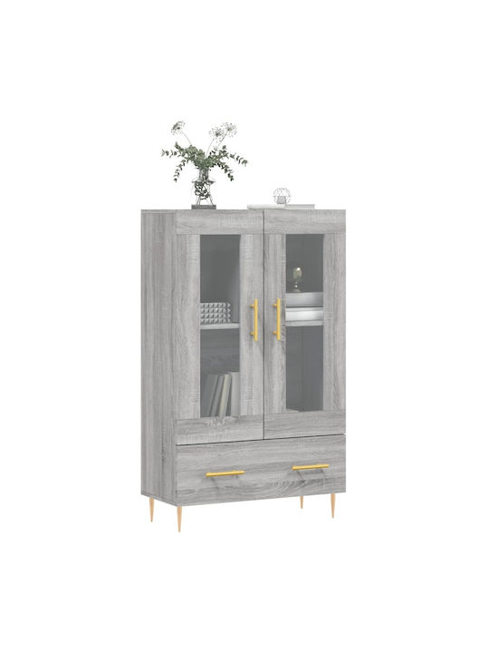 Wohnzimmer Vitrine aus Holz und Metall mit Verglasung in Grau 69.5x31x115cm