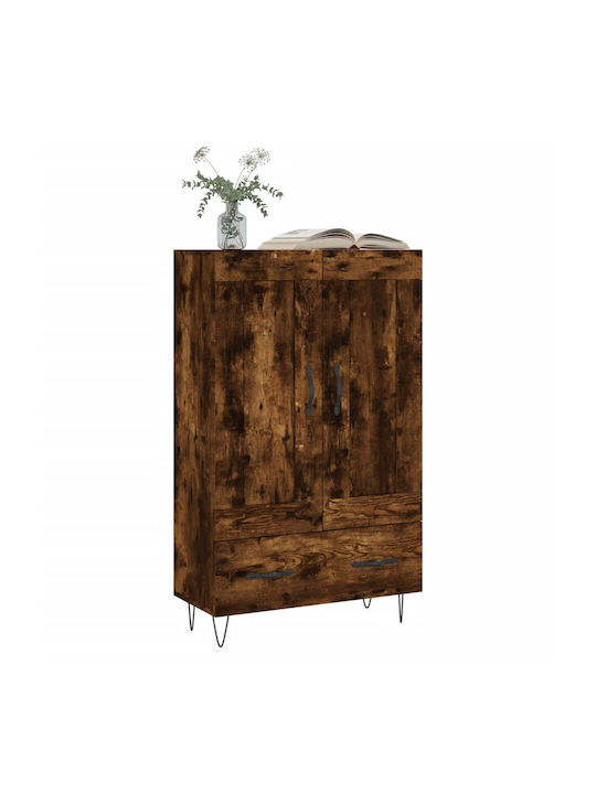 Wand Wohnzimmer Vitrine aus Holz & Metall mit Glas Braun 69.5x31x115cm