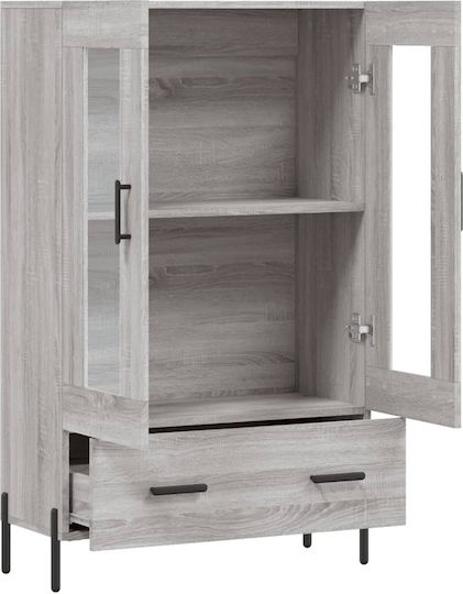Living Room Display Cabinet with Glass Grey 69.5x31x115cm
