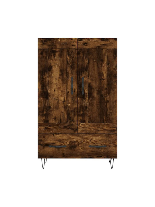 Wand Wohnzimmer Vitrine aus Holz & Metall mit Glas Braun 69.5x31x115cm