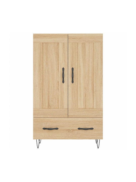 Wand Wohnzimmer Vitrine aus Holz & Metall mit Glas Braun 69.5x31x115cm