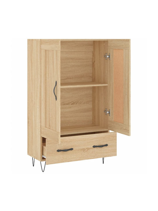 Wand Wohnzimmer Vitrine aus Holz & Metall mit Glas Braun 69.5x31x115cm