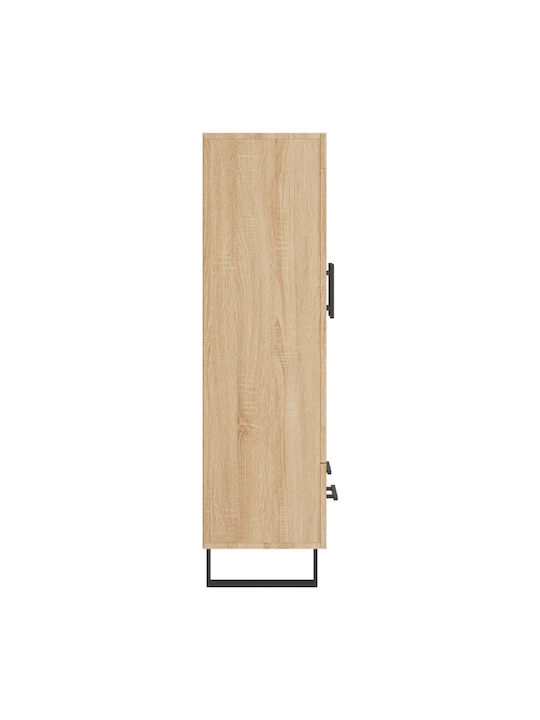 Wand Wohnzimmer Vitrine aus Holz & Metall mit Glas Braun 69.5x31x115cm