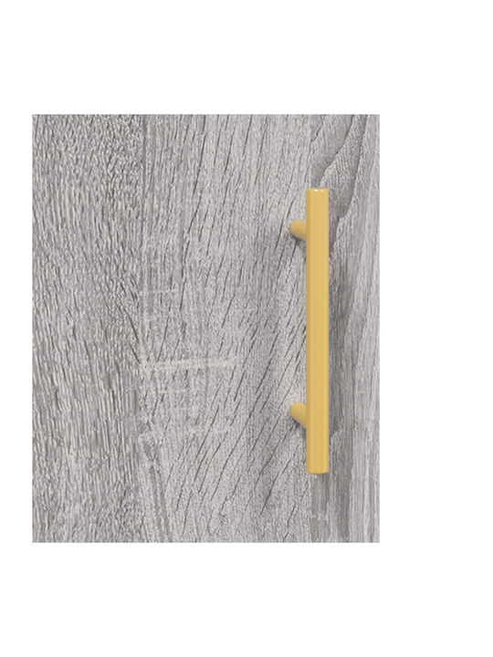 Wohnzimmer Vitrine aus Holz und Metall mit Verglasung in Grau 69.5x31x115cm