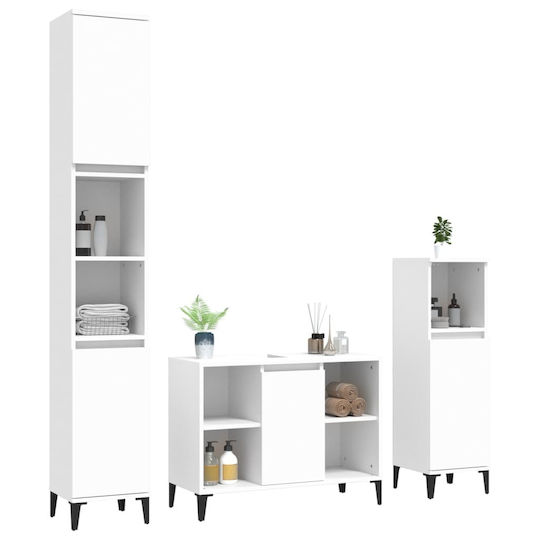 vidaXL Badezimmerschrank B80xT33xH60cm Weiß