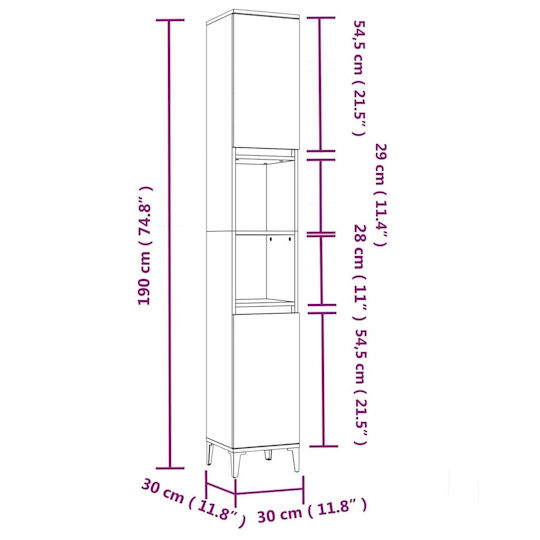 vidaXL Badezimmerschrank B80xT33xH60cm Weiß