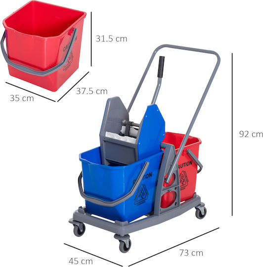 HomCom Καρότσι Καθαρισμού 2x25lt