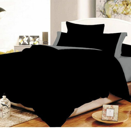 Le Blanc Cotton Line Σετ Σεντόνια Μονά 160x240εκ. Μαύρο Γκρί (3τμχ)
