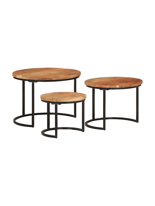 Round Solid Wood Zigon Tables Natural L55xW55xH40cm