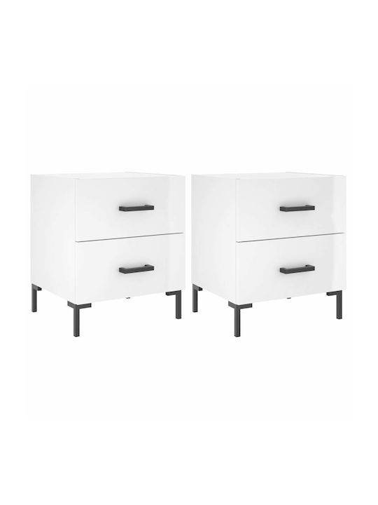 Wooden Bedside Tables 2pcs White 40x35x47.5cm