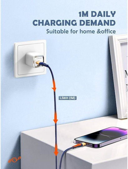 Ldnio LS801 USB-A zu Lightning Kabel 30W Weiß 1m