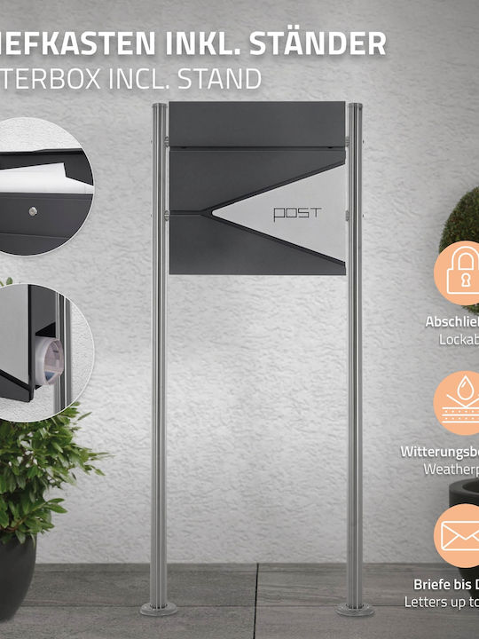 ML-Design Γραμματοκιβώτιο Εξωτερικού Χώρου Inox σε Γκρι Χρώμα 37x37x11cm ML-Design Γραμματοκιβώτιο Εξωτερικού Χώρου Inox σε Γκρι Χρώμα 37x37x11cm