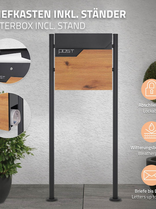 ML-Design Γραμματοκιβώτιο Εξωτερικού Χώρου Inox σε Γκρι Χρώμα 37x37x11cm ML-Design Γραμματοκιβώτιο Εξωτερικού Χώρου Inox σε Γκρι Χρώμα 37x37x11cm