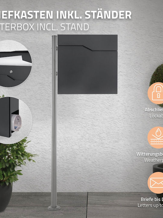 ML-Design Γραμματοκιβώτιο Εξωτερικού Χώρου Inox σε Γκρι Χρώμα 37x37x11cm ML-Design Γραμματοκιβώτιο Εξωτερικού Χώρου Inox σε Γκρι Χρώμα 37x37x11cm