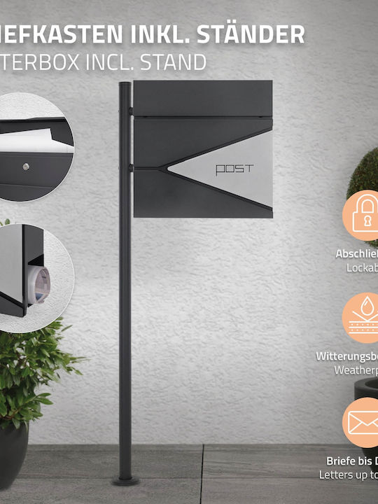 ML-Design Γραμματοκιβώτιο Εξωτερικού Χώρου Inox σε Γκρι Χρώμα 37x37x11cm ML-Design Γραμματοκιβώτιο Εξωτερικού Χώρου Inox σε Γκρι Χρώμα 37x37x11cm