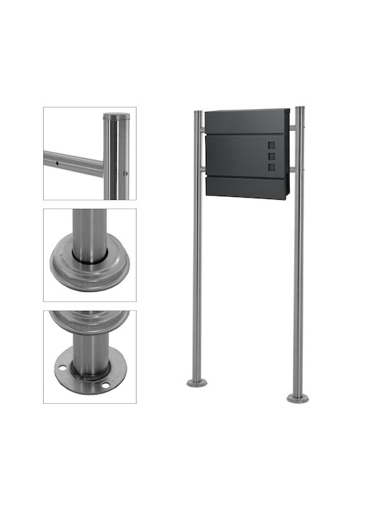 ECD Germany Γραμματοκιβώτιο Εξωτερικού Χώρου Inox σε Γκρι Χρώμα 37x10.5x36.5cm
