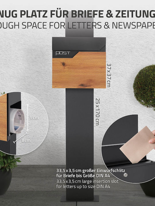 ML-Design Външна Пощенска Кутия Inox в Сив Цвят 37x37x11см