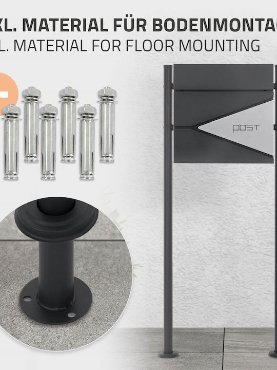 ML-Design Γραμματοκιβώτιο Εξωτερικού Χώρου Inox σε Γκρι Χρώμα 37x37x11cm