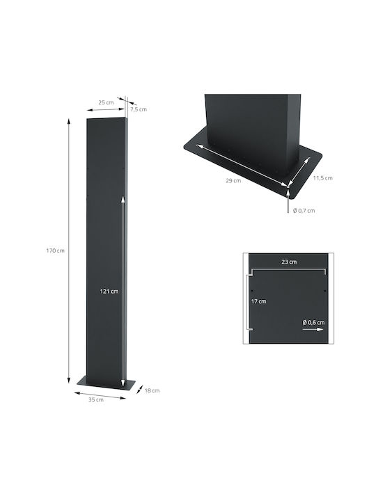 ECD Germany Външна Пощенска Кутия Inox в Сив Цвят 37x10.5x36.5см