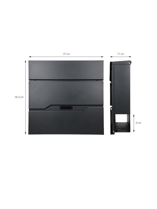 ML-Design Външна Пощенска Кутия Inox в Сив Цвят 37x11x36.5см