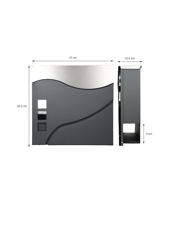 ECD Germany Outdoor Mailbox Inox in Gray Color 23x17cm