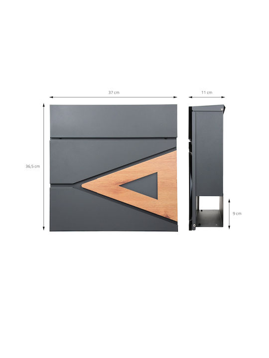 ML-Design Γραμματοκιβώτιο Εξωτερικού Χώρου Inox σε Γκρι Χρώμα 37x36.5x11cm