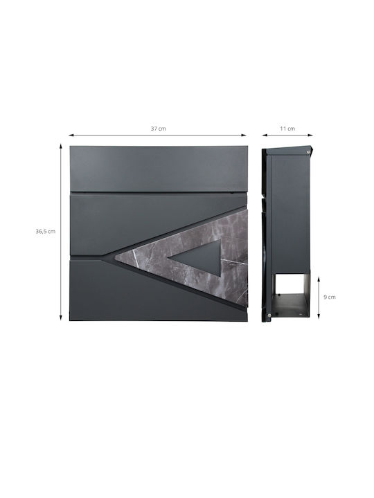 ML-Design Außenbereich Briefkasten Metallisch in Gray Farbe 37x36.5x11cm