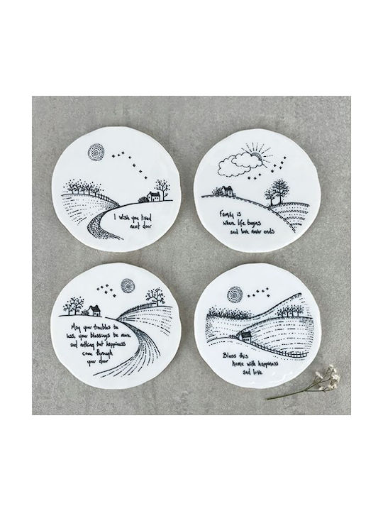 Synchronia Round Ceramic White Coaster