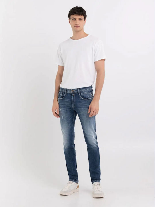 Replay FIT ANBASS Pantaloni de Bărbați din Jean în Croială Slim Albastru marin