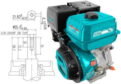 Total Gasoline Engine 270cc 9hp with Keyway and Starter (Tank 6lt)