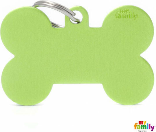 My Family Basic Etichetă Pentru Identificarea Câinelui Os Verde Metalic Personalizată