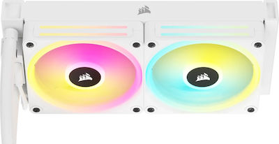 Corsair ICUE Link H100i Wasserkühlung für Prozessor Doppelter Ventilator 120mm für Sockel AM4/AM5/1700/1200/115x mit RGB Beleuchtung Weiß